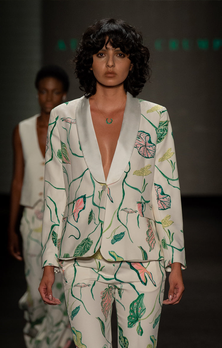 Blazer Smoking Jardín Marfil