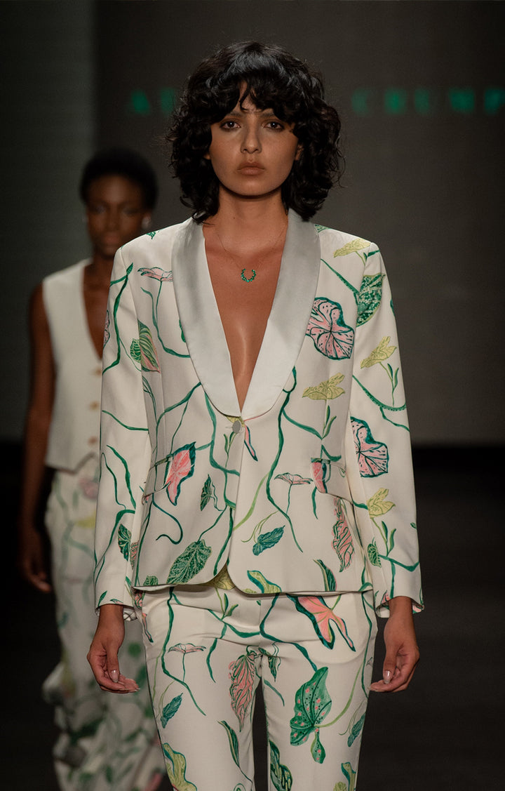 Blazer Smoking Jardín Marfil