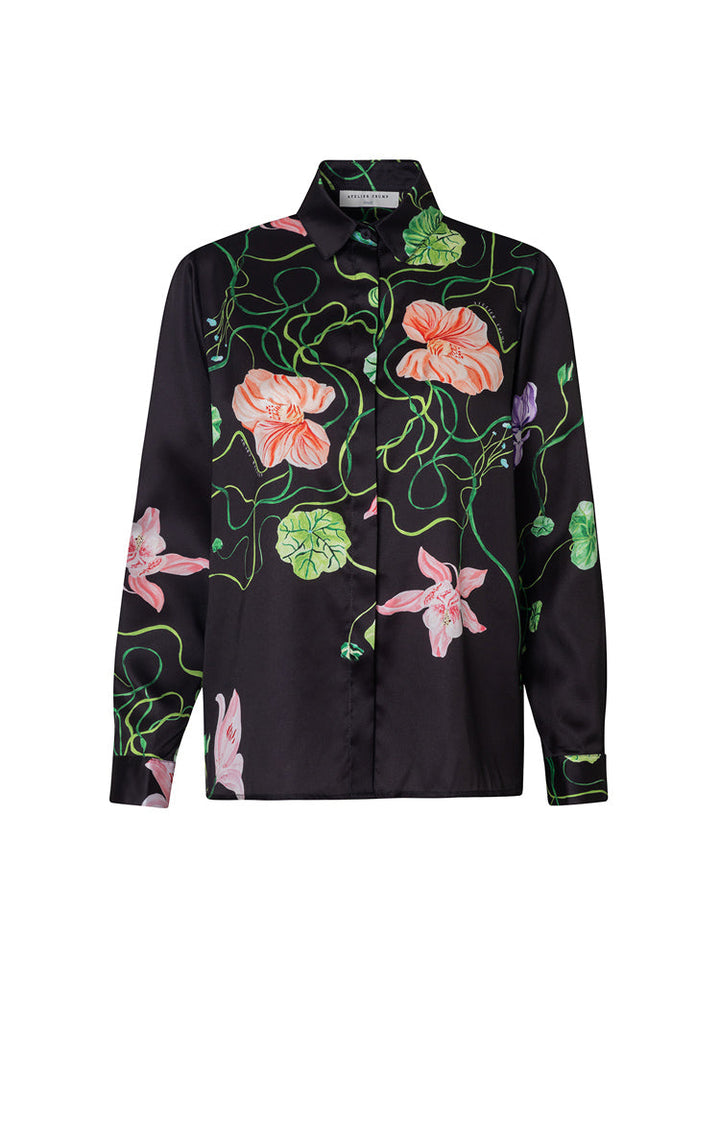 Camisa Clásica Flora Negro