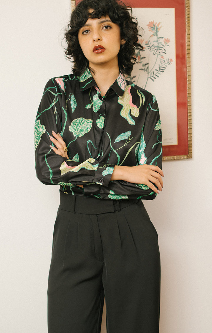 Camisa Clásica Jardín Negro